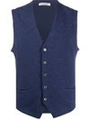 Fileria V-neck Buttoned Waistcoat In Blue