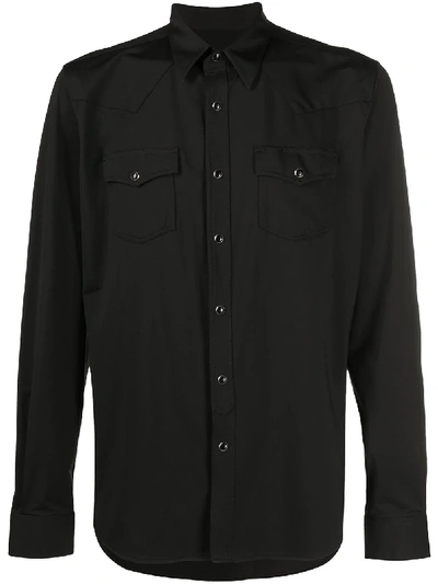Hydrogen Two-pocket Buttoned Shirt In Black
