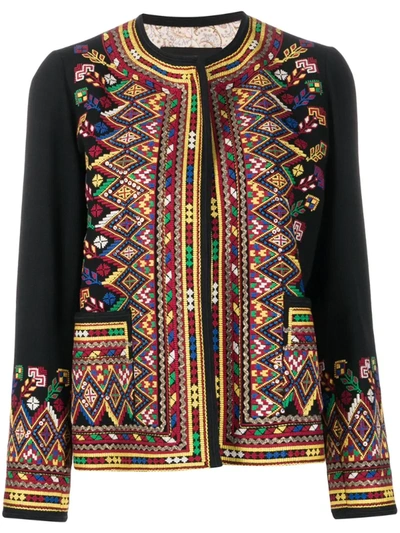 Etro Embroidered Open Front Cardigan In Black