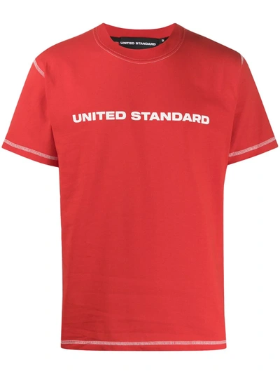 United Standard Crew Neck Printed Logo T-shirt In Red