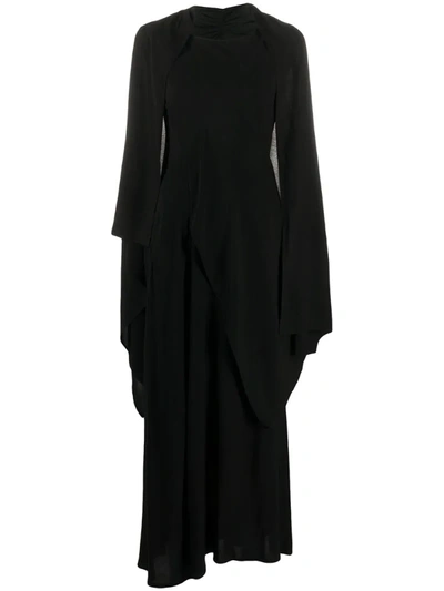 Yohji Yamamoto Draped Maxi Dress In Black