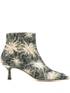 Polly Plume Janis Floral Ankle Boots In Green