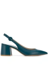 Gianvito Rossi Slingback Block Heel Pumps In Blue