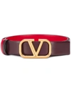 Valentino Garavani Vlogo Belt In Red ,brown