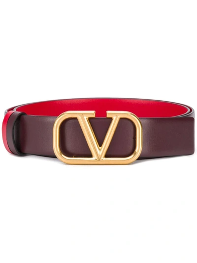 Valentino Garavani Vlogo Belt In Red ,brown