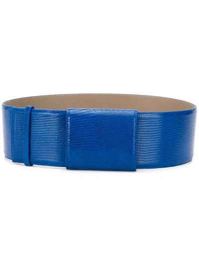Marni Embossed Flap Belt In Blu
