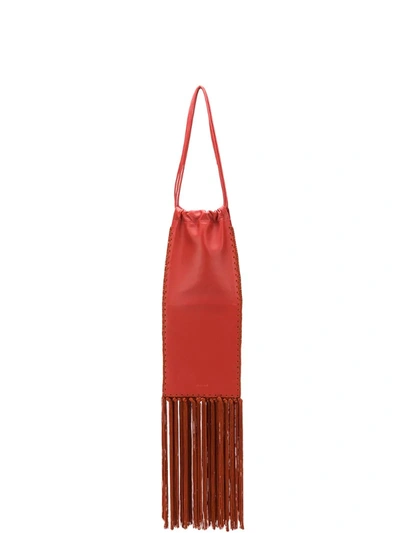 Jil Sander Long Fringed Shoulder Bag In Red
