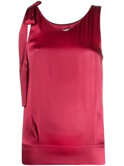 Semicouture Tied-straps V-neck Top In Red