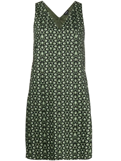 Aspesi V-neck Shift Dress In Green