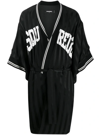 Dsquared2 Logo Print Boxing Dressing Gown In Black