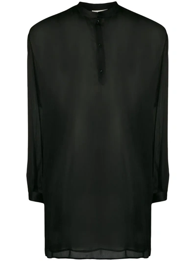 Saint Laurent Long Sheer Shirt In Black