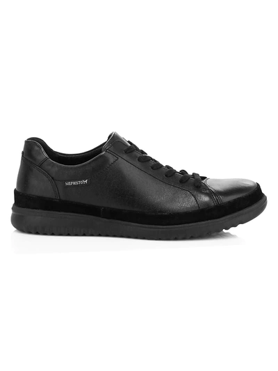 Mephisto Thomas Leather Lace-up Sneakers In Black