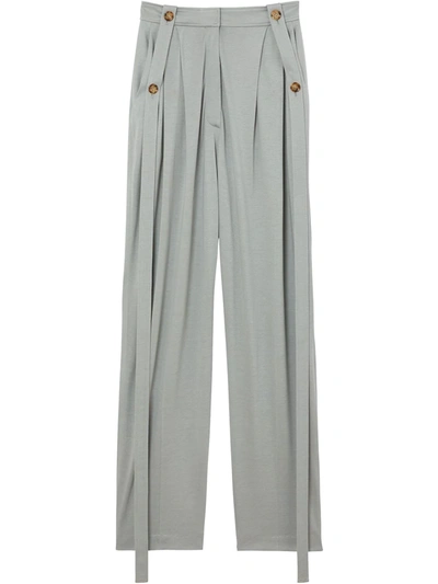 Burberry Strap Detail Jersey Tailored Trousers In Grey