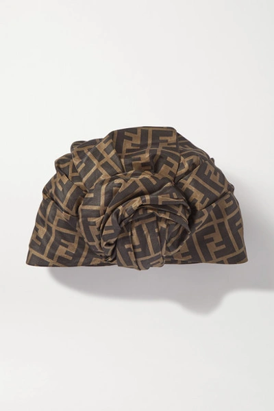 Fendi Printed Silk Turban In Brown