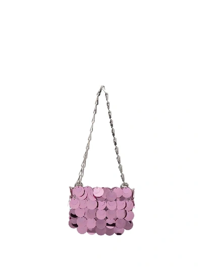 Paco Rabanne Sparkle Nano 1969 Paillette-embellished Chainmail Shoulder Bag In Pink