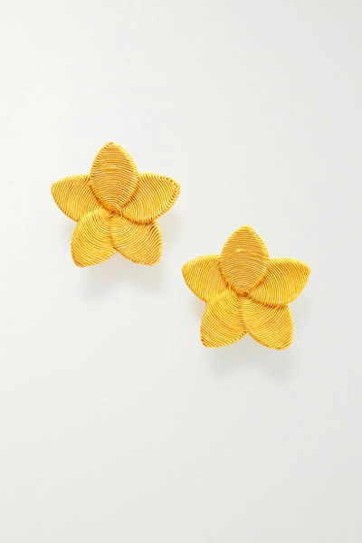 Rebecca De Ravenel Women s Frangipani Floral Clip on Earrings In Yellow ModeSens