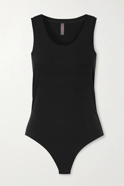 Commando Essential Stretch-cotton Jersey Thong Bodysuit In Black