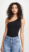 Commando Ballet One-shoulder Stretch-jersey Thong Bodysuit In Black