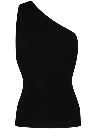 Goldsign Net Sustain One-shoulder Ribbed Stretch-jersey Tank In Black