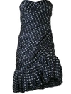 Tory Burch Strapless Pleated Polka-dot Silk-satin Jacquard Mini Dress In Classic Dot