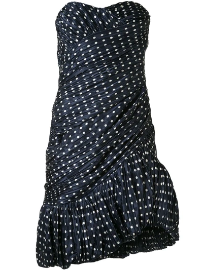 Tory Burch Strapless Pleated Polka-dot Silk-satin Jacquard Mini Dress In Classic Dot