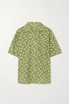Acne Studios Floral-print Cotton-blend Fil Coupé Shirt In Green