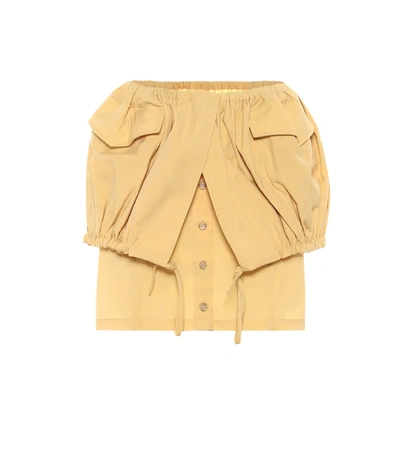 Jacquemus Cueillette Courte Layered Gathered Poplin Mini Skirt In Yellow