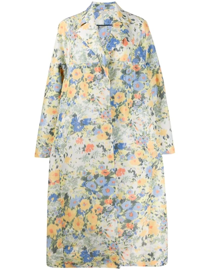 Nina Ricci Oversized Floral-print Taffeta Coat In Yellow