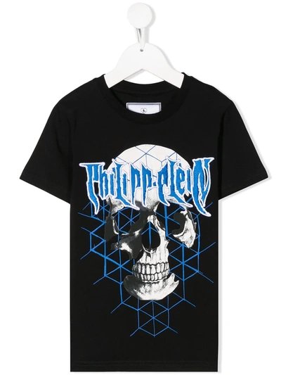Philipp Plein Kids' Skull-print T-shirt In Black
