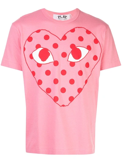 Comme Des Garçons Play Logo Print T-shirt In Pink