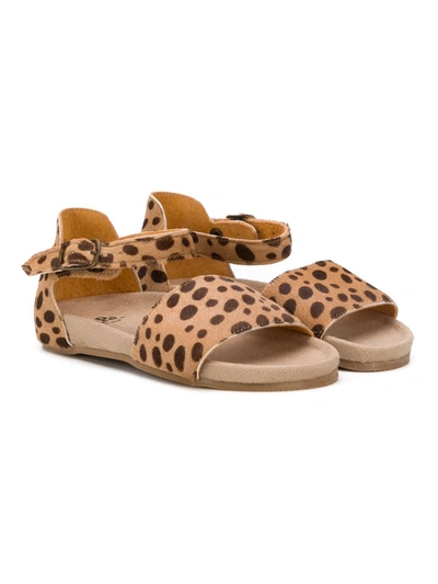 Pèpè Kids' Leopard Print Sandals In Brown