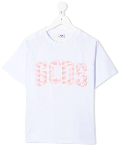 Gcds Kids' Logo Print T-shirt In White