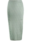 Fendi Ff Motif Pencil Skirt In Green