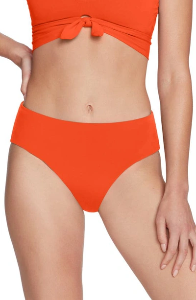 Robin Piccone Ava High Waist Bikini Bottoms In Solar Orange