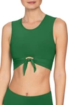 Robin Piccone Ava Longline Knot Front Bikini Top In Kelly Green