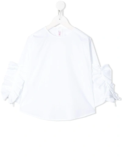 Il Gufo Kids' Frill-detail Long Sleeve Top In White