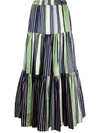 Tory Burch Tiered Floral-print Cotton Maxi Skirt In Field Day Stripe