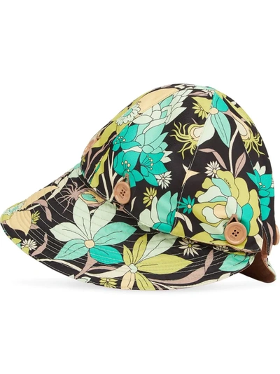 Fendi Floral Convertible Hat In Black