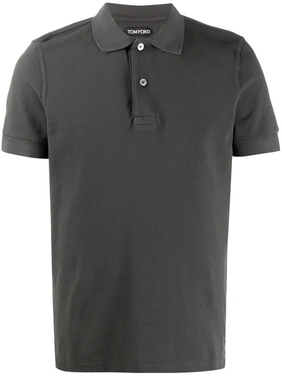Tom Ford Short-sleeved Cotton Polo Shirt In Grey
