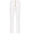 Tory Burch Button-fly Cropped Denim Pants In White