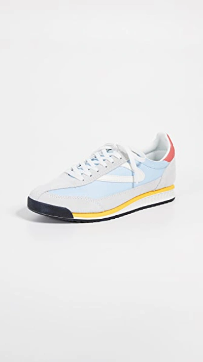 Tretorn Rawlins Suede Lace-up Sneakers In Bianco/ Blue/ White/ Coral