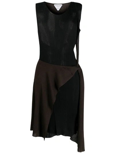 Bottega Veneta Bicolour Sheer Rib-knit Dress In Black