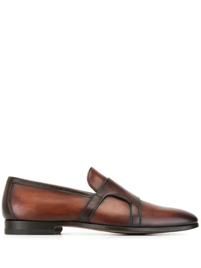 Magnanni Low Heel Loafers In Brown