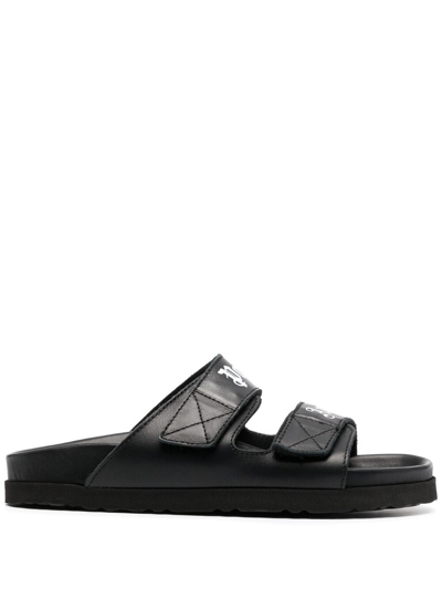 Palm Angels Logo-print Touch-strap Sandals In Black
