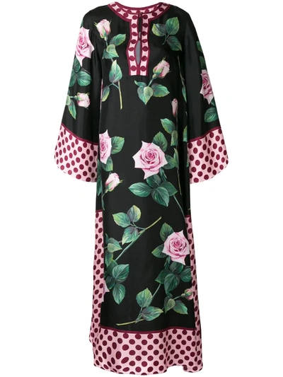 Dolce & Gabbana Rose-print Evening Dress In Multicolour