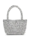 Loeffler Randall Mina Small Beaded Satin Tote In Silver/silver