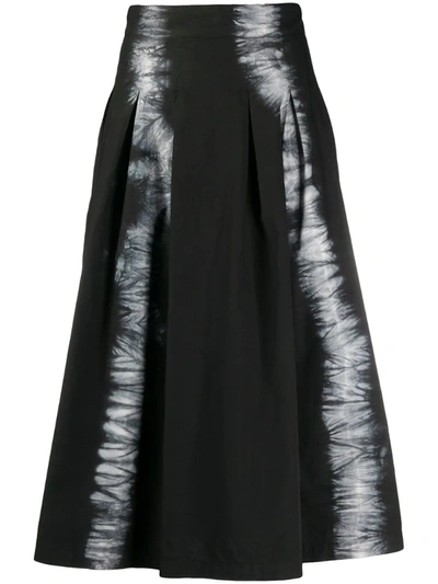 Msgm Tie-dye A-line Skirt In Black