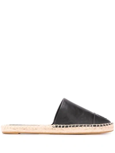 Tory Burch Embossed Logo Slip-on Espadrilles In Black