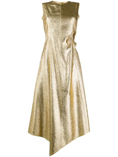 Jw Anderson Crystal-embellished Cut-out Dress In Gold