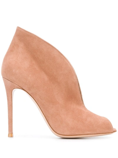 Gianvito Rossi Peep-toe Booties In Brown